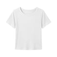 thumbnail image 7 of EnJoCho Girls Short Sleeve Top Ribbed Knit Crew Neck Basic Solid Tee Slim Fit Casual T-Shirt Summer Tops Shirts 5-14 Years, 7 of 7