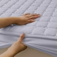 thumbnail image 5 of Aodebiao Ice Silk Cooling Mattress Pad – Breathable Non-Slip Double Bed Topper, All-Season Soft Polyester Cover with Secure Fit (Gray/Gold/White), 5 of 8