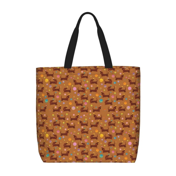 Easygdp Dachshund And Ball Bolsa Tote para Mujer, Bolso de Hombro para Trabajo, Playa, Viajes, Compras y Supermercado