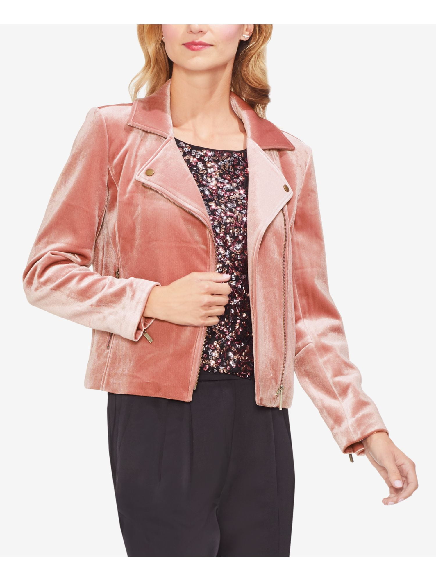 Vince Camuto Vince Camuto Womens Winter Velvet Motorcycle Jacket