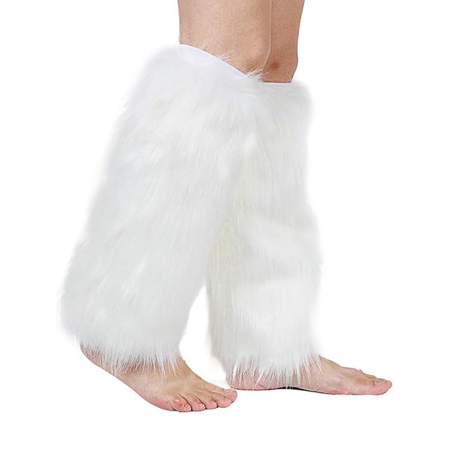 Bota larga de felpa blanca de piel sintética Barelove de Leg Warmers