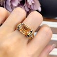 thumbnail image 2 of HAHDAXIA Rectangle Champagne Cubic Zirconia Statement Rings Geometry Crystal Cocktail Stacking Ring Fashion Jewelry Great for Men Boy Gift, 2 of 7