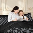 thumbnail image 4 of Manfei Checkered Art King Size Comforter Sets,Geometric Plaid Comforters King Size,Black Gray,Black Reversible,3 Pieces,1 Comforter and 2 Pillowcases,3 Pieces,1 Comforter and 2 Pillowcases, 4 of 7