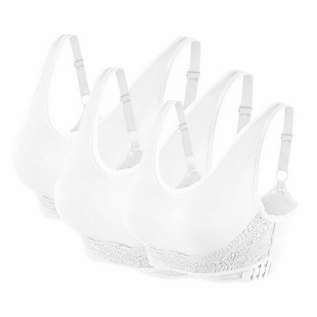 TrendVibe365 Women Sports Bra Multipack Lace No Wire Push up Bralettes Padded Cross Side Buckle Front Adjustable Strap Support Bustier Full Coverage Crop Cami Top Comfortable Lingerie XL