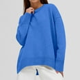 thumbnail image 5 of Atogsazn Womens Oversized Sweater Casual Knitted Pullover Crewneck Long Sleeve Sweaters Winter Tops Clothing Blue OneSize, 5 of 5