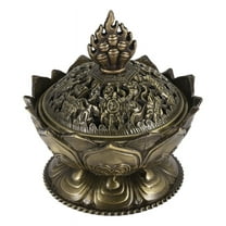 Lotus Incense Smoke Cone Aroma Burner Holder Stove Backflow Censer Decor-Bronze