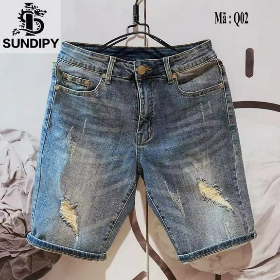Men's summer fashion beach denim shorts youth outdoor traveling ripped jeans