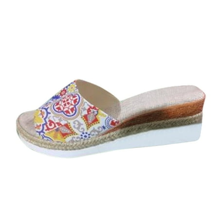 

Huanghuaa Women s Summer Fashion Open Toed Wedge Sandals With Platform Soles Mukluks Slippers for Women