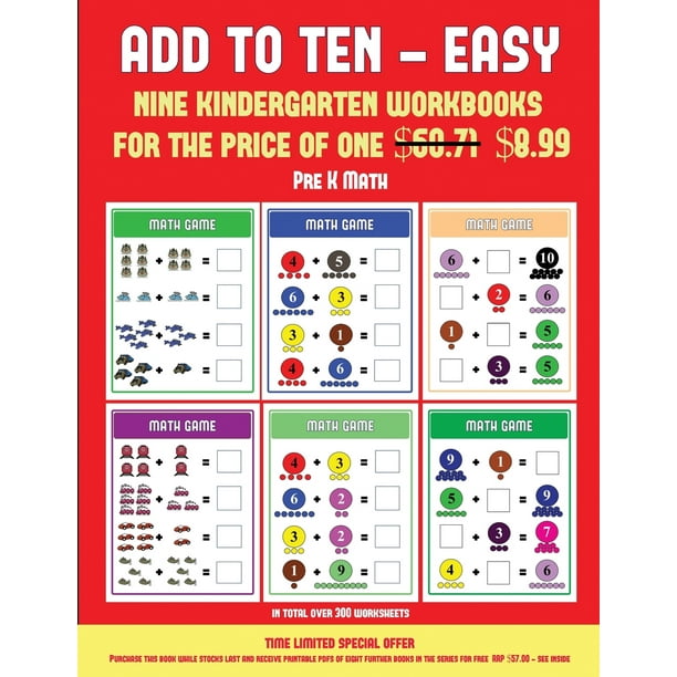 pre k math lesson pre k math lesson add to ten easy 30 full color preschool kindergarten addition worksheets that can assist with understanding of math series 5 paperback walmart com