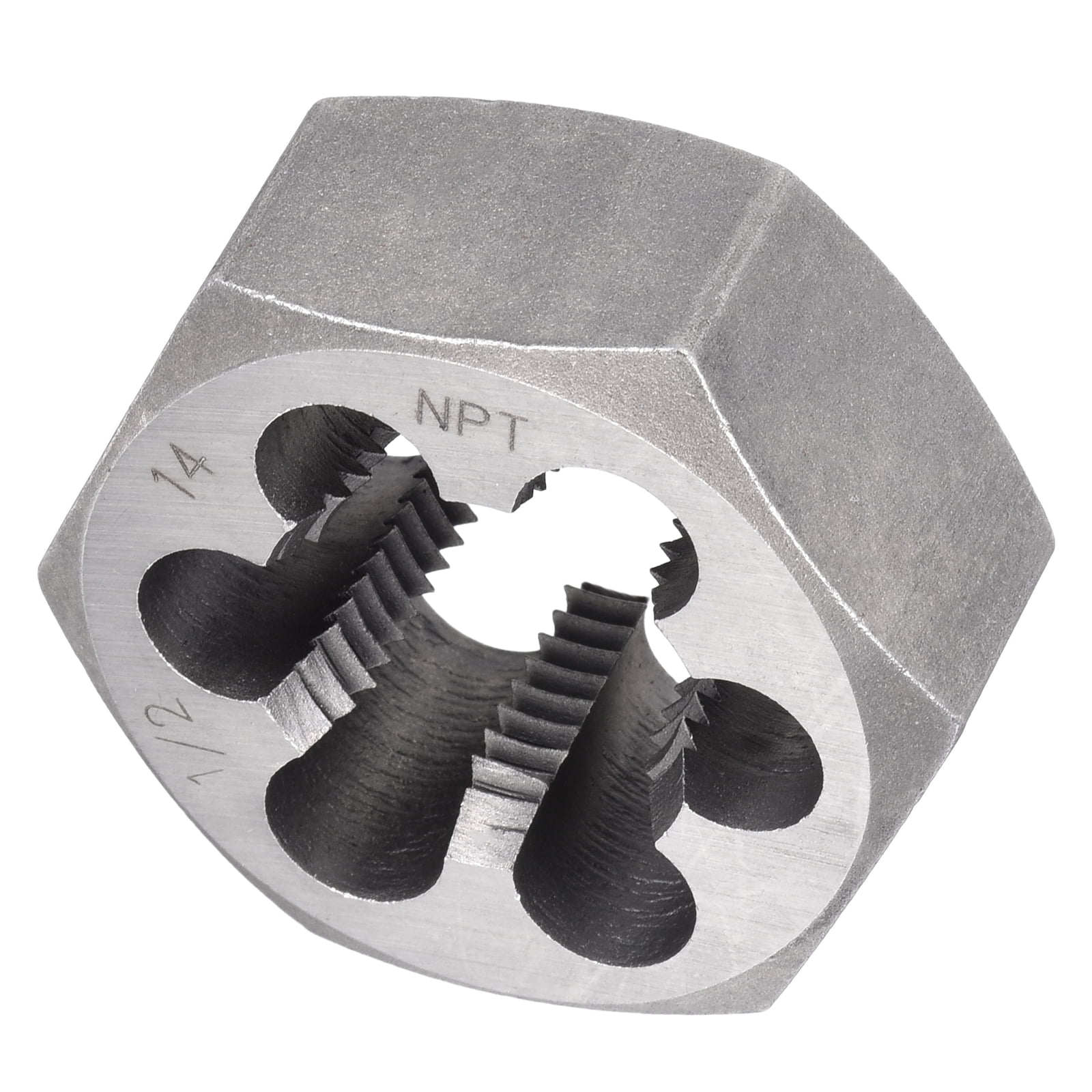 Uxcell 1/2 -14NPT Hex Rethreading Die Alloy Steel Right Hand Non-Adjustable External Thread Cutting Die Repair Tool for Aluminum Brass Mild Steel Fits Standard Die Stocks Clear Mark
