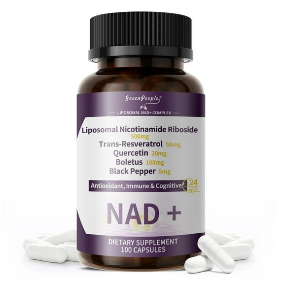 NAD  Supplement for Women | Liposomal NAD Supplement with 500mg NR   Resveratrol | 10X Absorption for Cellular Energy & Vitality | 100 Vegan Capsules