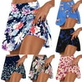 thumbnail image 2 of QATAINLAV Summer Casual Yoga Skorts for Women 2024 Trendy Floral Print Tennis Skirts Loose Fake Two Piece Trouser Skirt Shorts Outdoor Athletic Running Shorts Best Sales Today S Blue, 2 of 6