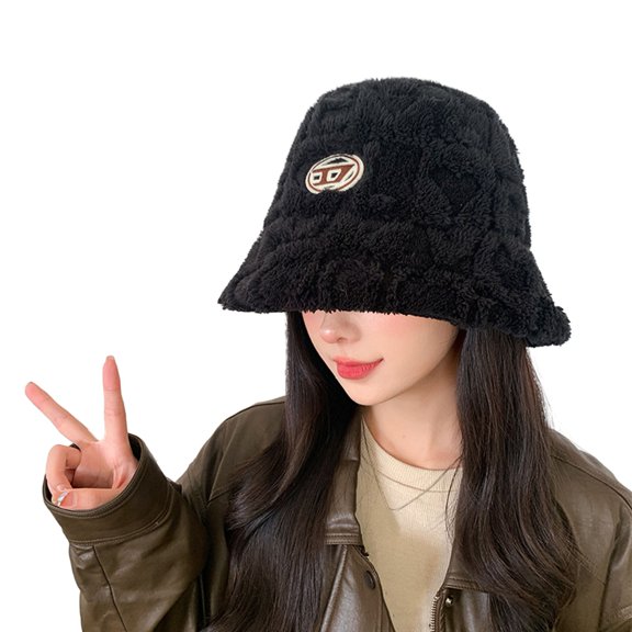 vnanda Polyester Fiber Hat Stylish Plush Fisherman Hat for Women's Outdoor Adventures Fashionable Bucket Hat