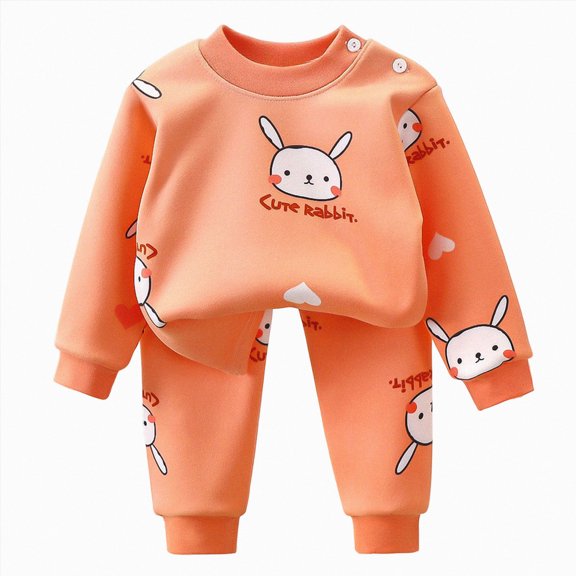 Ulanda Infant Baby Boy Fall Clothes Set Funny Sweatshirt Pant Outfits Toddler Winter Outfits Long Sleeve Cute Print Sweatshirt Pants Clothing set (Orange, 9-12 Months)