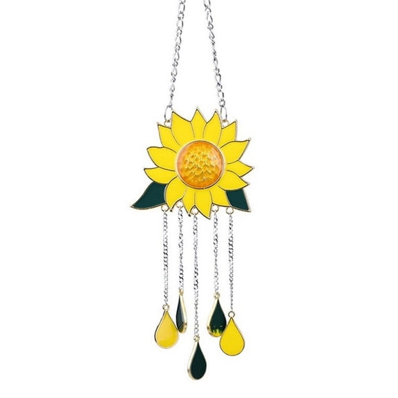 Sunflower Wind Chime Pendant Metal Window Wind Chime Ornaments Home Outdoor Courtyard Garden Decoration Accessories A