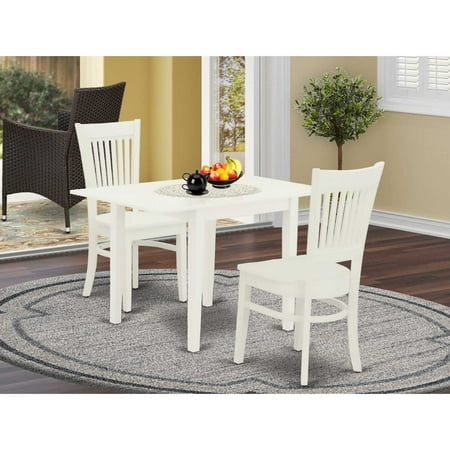 East West Furniture Dining Table- Dining Chairs NDVA3-LWH-W