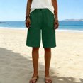 thumbnail image 4 of Women's Elastic Waist Bermuda Shorts Comfy Knee Length Shorts Casual Solid Color Summer Vacation Lounge Walking Beach Shorts with Pockets, 4 of 6
