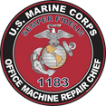 thumbnail image 1 of U.S.M.C. MOS 1183 Office Machine Repair Chief Decal 3.8" - Red, 1 of 1