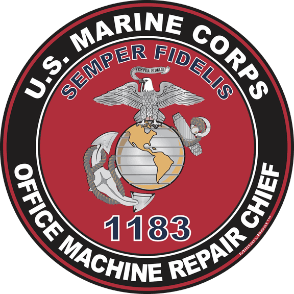 U.S.M.C. MOS 1183 Office Machine Repair Chief Decal 3.8" - Red