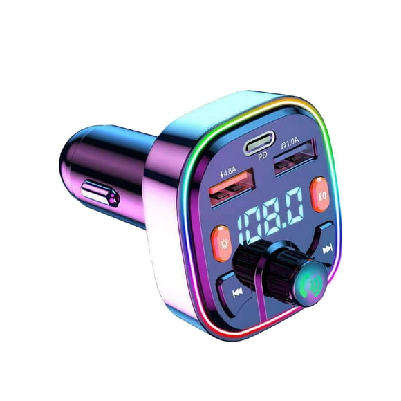 Bdday Car Bluetooth 5.0 Wireless Handsfree Car FM Transmitter Receiver Radio MP3 Adapter Player