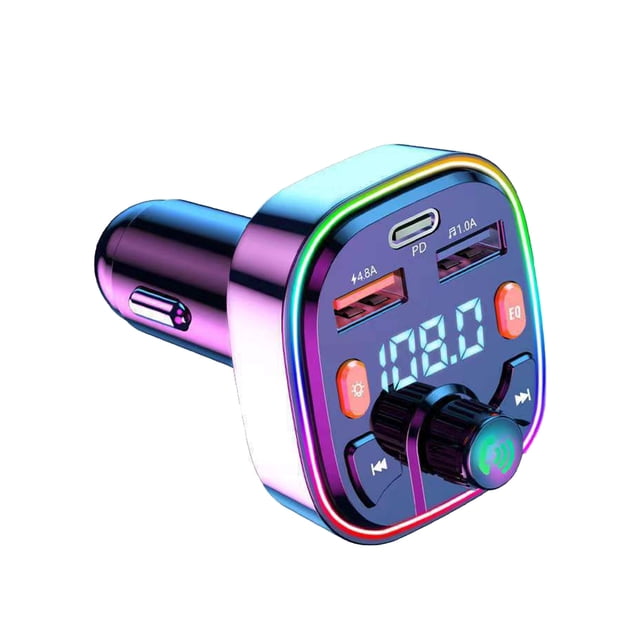 Rbaofujie Car Bluetooth 5.0 Wireless Handsfree Car FM Transmitter Receiver Radio MP3 Adapter Player