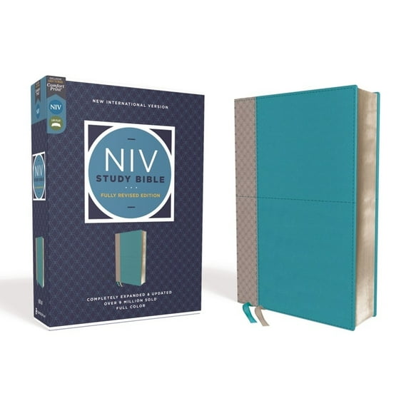 NIV Study Bible, Fully Revised Edition NIV Study Bible, Fully Revised Edition, Leathersoft, Teal/Gray, Red Letter, Comfort Print, (Hardcover)