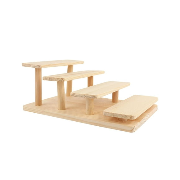Xuanheng Présentoir Surélevé Étagère Vitrine Luminaires Organisateur Rangement Bois Présentoir Poupée 4 Pcs