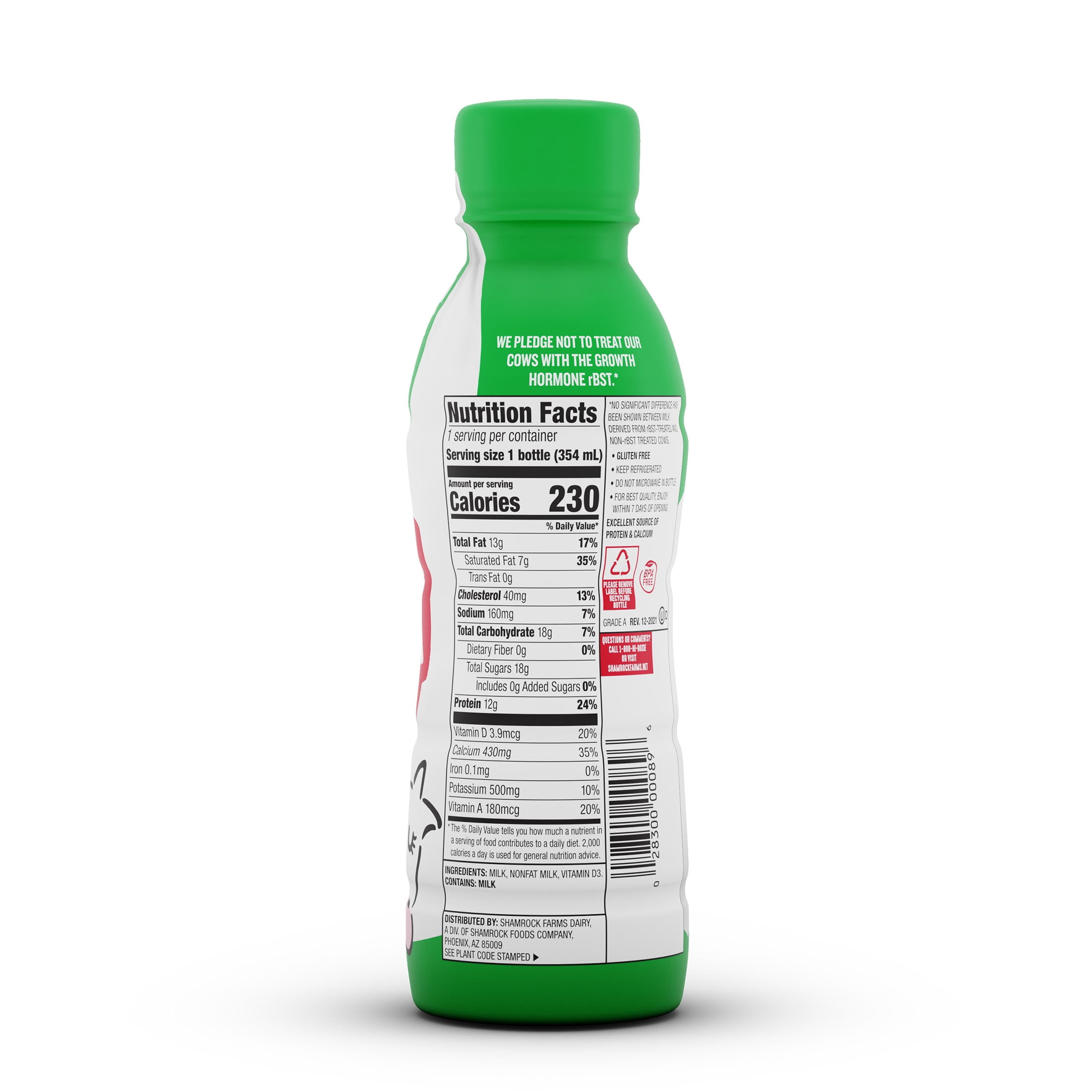 Shamrock Farms Whole Milk, 12 oz Bottle