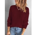thumbnail image 3 of Mujeres suéter de manga larga punto Masajeadores cuello superior color puro para las mujeres Otoño Invierno, 3 of 6