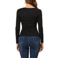 thumbnail image 3 of INSPIRE CHIC Women's Sweetheart Neck Ruched Long Sleeve Slim Rib Knit Top, 3 of 6