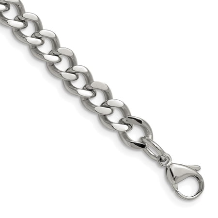 Auriga Fine Jewelry Stainless Steel Polished 7.5mm 8 inch Curb Chain Men s Bracelet
