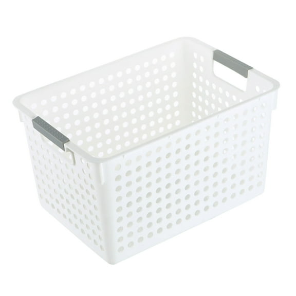 Laundry Basket Plastic, Laundry Storage Bin, Large Capacity Laundry Organizer with Handle for Clothing and Household Items, Lightweight Durable Plastic, White Color, Ventilated Design