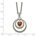 thumbnail image 2 of White Sterling Silver necklace with pendant Yellow Garnet Heart Red 18 in, 2 of 2