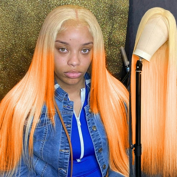 Pisexur Lace Front Wigs Human Hair Color Mixing Colors Straight Long Hair Wig Synthetic Cosplay Daily Party Wig For Women Blonde Wig Wigs Human Hair Walmart