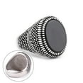 thumbnail image 3 of Mens Vintage Geometric Ring Alloy Electroplated With Black Artificial Gemstones European American Design Style Trend, 3 of 5