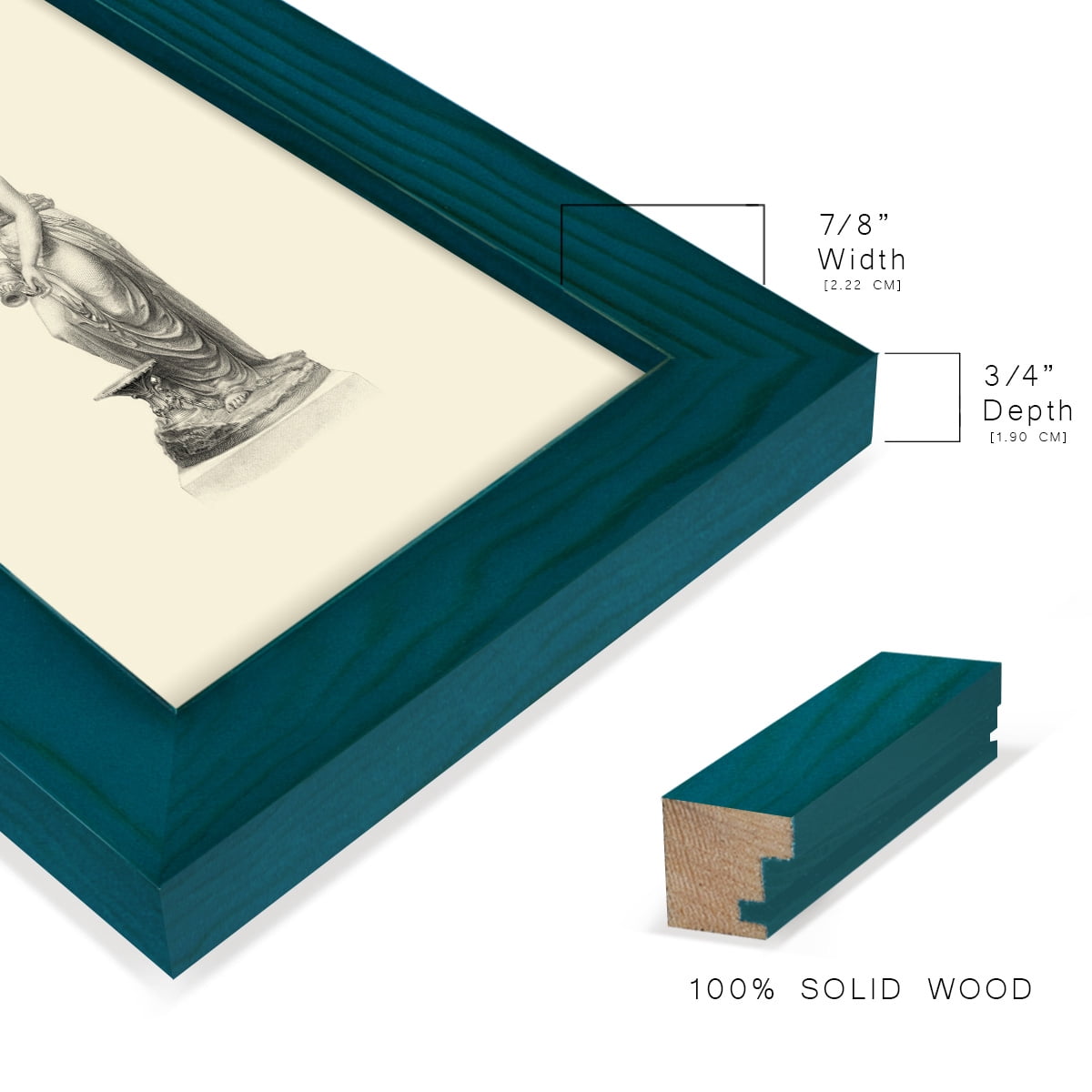 Classical Statuary II -Framed Print w/glass-Ocean Blue