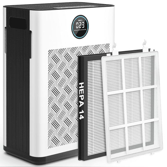 2025 Upgraded Air Purifier for Home Large Room 2800Ft² with Washable Pre-filter, H14 True Hepa Air Purifiers for Bedroom with Timer, 22dB Sleep Mode, for Pets Hair Pollen Odor Dander Dust Wildfire