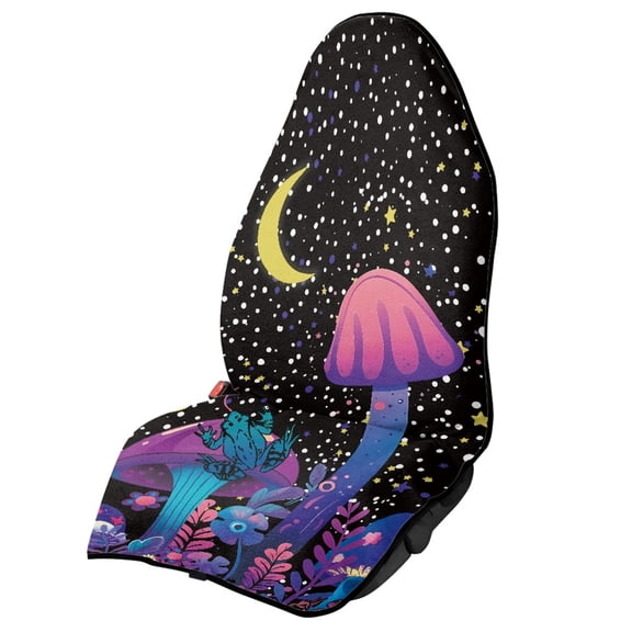 Uourmeti 1 Pack Car Seat Towel Cover Terry Cloth Car Seat Cover, Soft Waterproof Mushroom Frog Print, Compatible with Van Truck SUV Car Interior