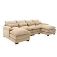 thumbnail image 3 of JONPONY 110.63" U Shaped Couch, 4 Seat Sectional with 4 Throw Pillows, Convertible Upholstery Symmetrical Sofá,High Dense Memory Foam with Double Chaise Lounge &Memory Foam for Living Room, Khaki, 3 of 10