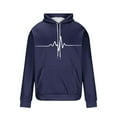 thumbnail image 5 of SGFCWSX Mens Oversized Hoodie Men Fleece Lined Graphic Casual with Drawstring Hood Pullover Sweatshirt Navy Size M, 5 of 5