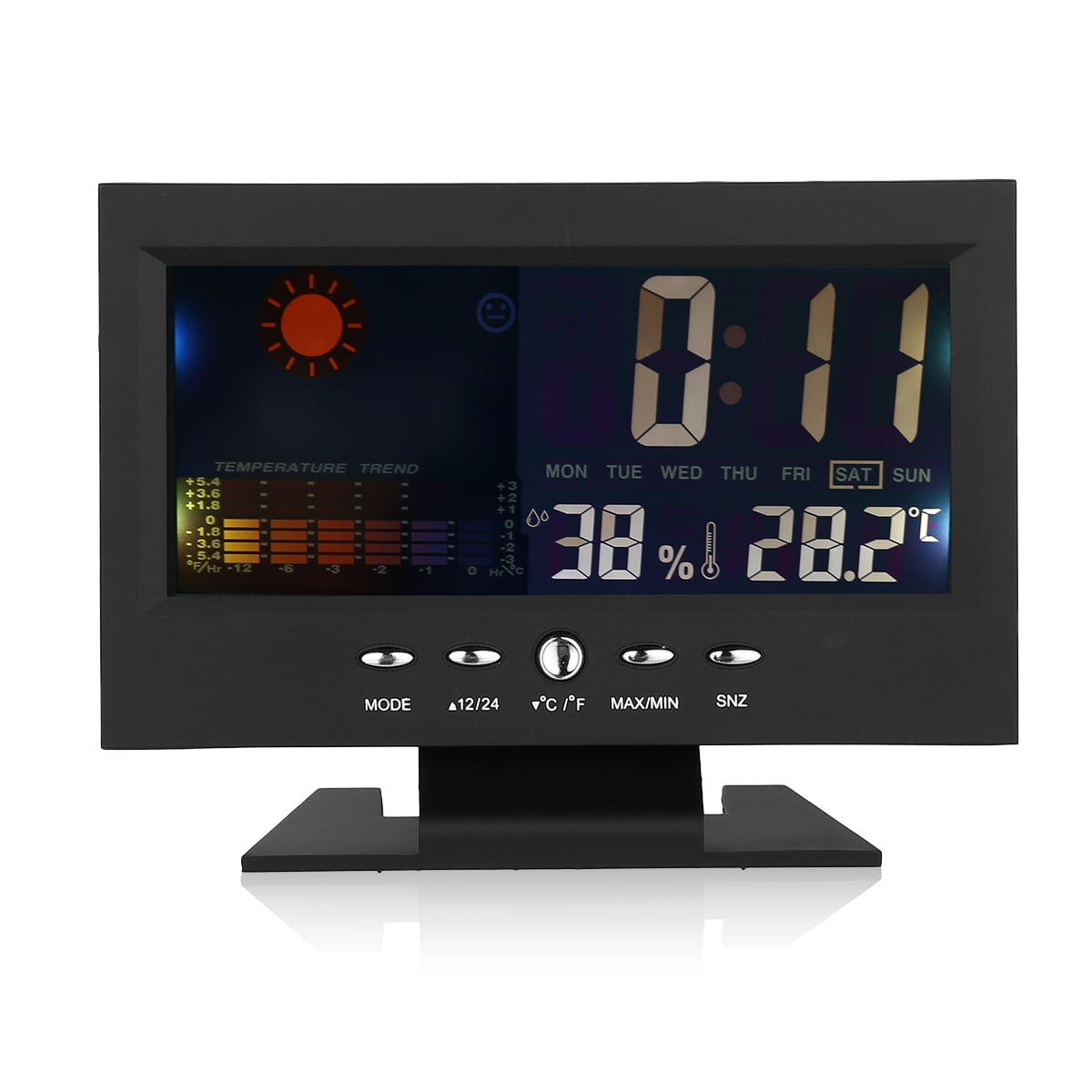 Led Digital Alarm Clock Snooze Calendar Thermometer Hygrometer Weather Display 