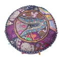 thumbnail image 4 of Avgari Creation Indian Pouf Footstool With Embroidery Pouf, Indian Cotton, Pouf, Ottoman Pouf Cover Ethnic Decor Art 22x14x22 Inch, Purple, 4 of 4