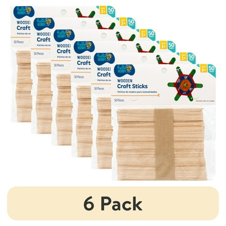 (6 pack) Hello Hobby Wood Craft Sticks, 50-Pack