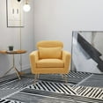 thumbnail image 2 of 29.5"W Accent Chair, Modern Boucle Accent Chair Armchair, Upholstered Reading Chair, Single Sofa Leisure Club Chair with Gold Metal Leg and Throw Pillow for Living Room Bedroom Dorm, Yellow, 2 of 7