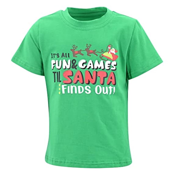 Boys Fun Until Santa Finds Out Kids Christmas Shirt Clothes (8Y, Green)