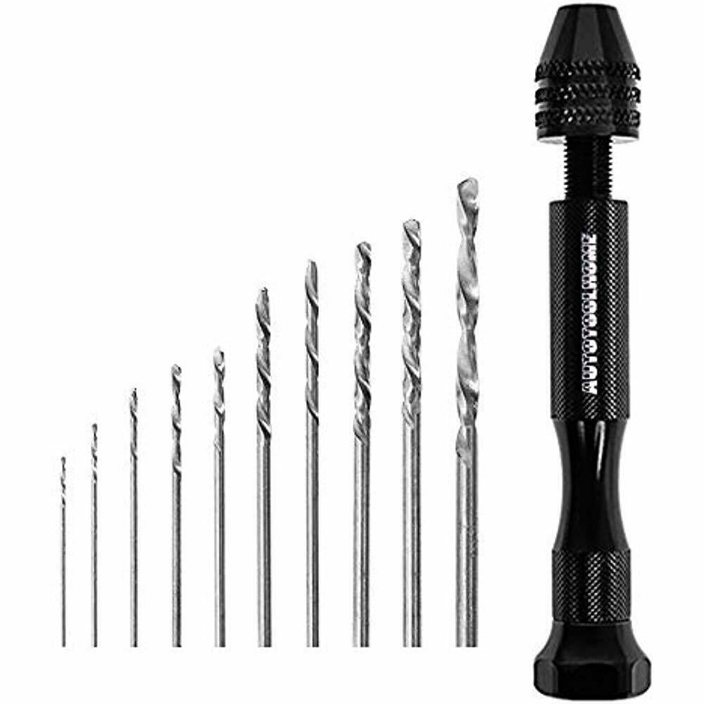 Precision Pin Vise Hand Drill Bits(10PCS), Micro Mini Twist Set Rotary