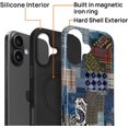 thumbnail image 2 of Magnetic Case for iPhone 16, Compatible with Magsafe Hybrid Heavy Duty 2 in 1 Full Body Rugged Shockproof Protection Glossy Case for iPhone 16 Vintage Plaid Patchwork, 2 of 7