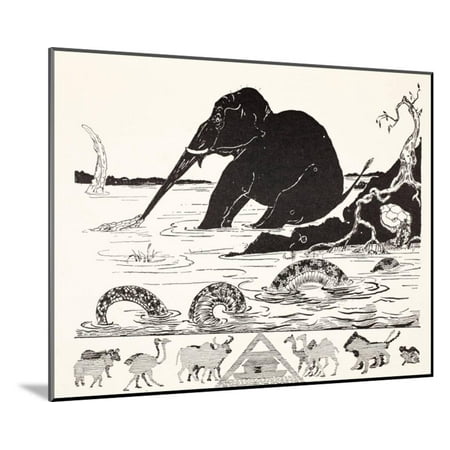 - The Elephant's Child Having His Nose Pulled by the Crocodile Wood Mounted Print Wall Art By Rudyard Kipling