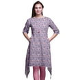 thumbnail image 1 of Bimba Feuilles de Pacanes Roses Femmes Kurtas Ethniques Imprimées Asymétriques Hauts d'Été pour Femmes XX-Grand, 1 of 6