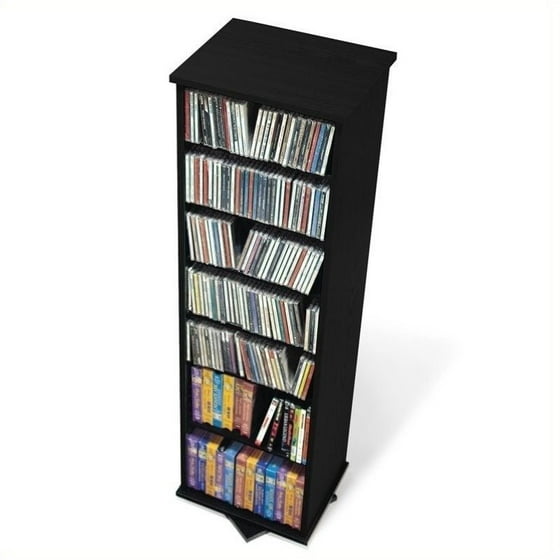 Pemberly Row 53" 2Sided CD DVD Media Spinning Storage Tower in Black